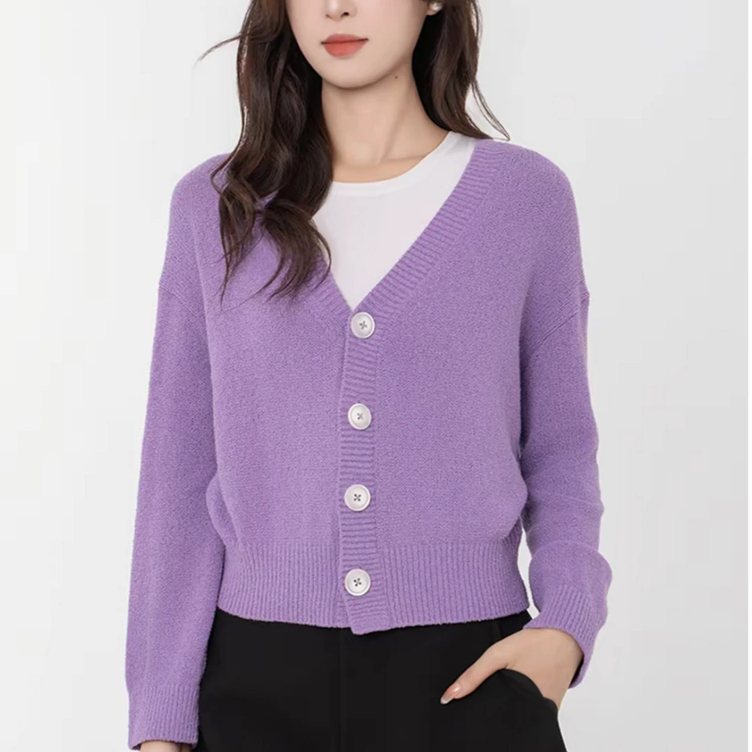 AMASS/阿玛施早春新款镂空上衣气质减龄慵懒百搭针织开衫5499165