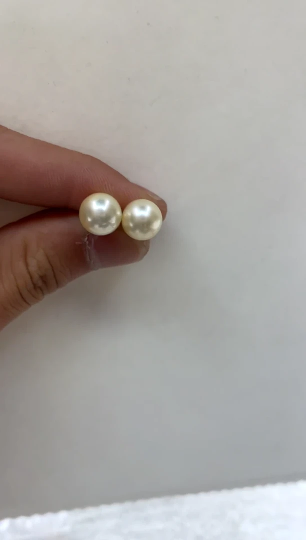 18K金镶嵌耳饰海水珍珠9-10