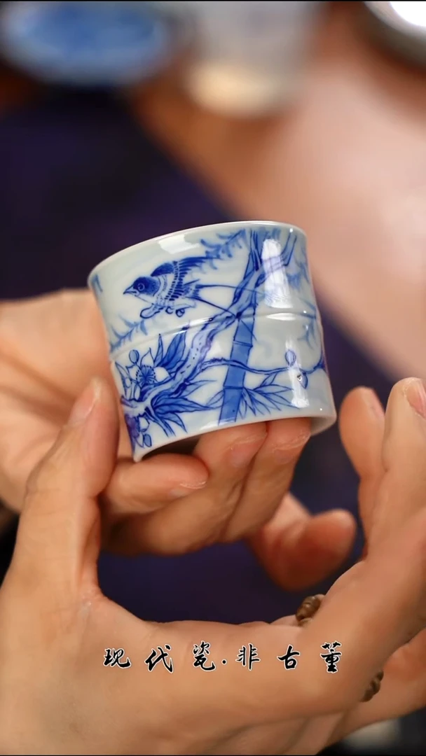 （售后需完整开箱视频）柳树喜鹊竹节杯@@