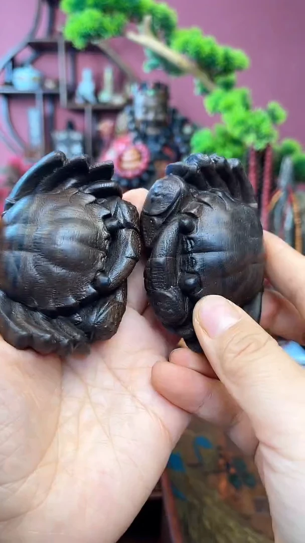 【闪购商品】木盒+串-29螃蟹1对摆件妍妍批发