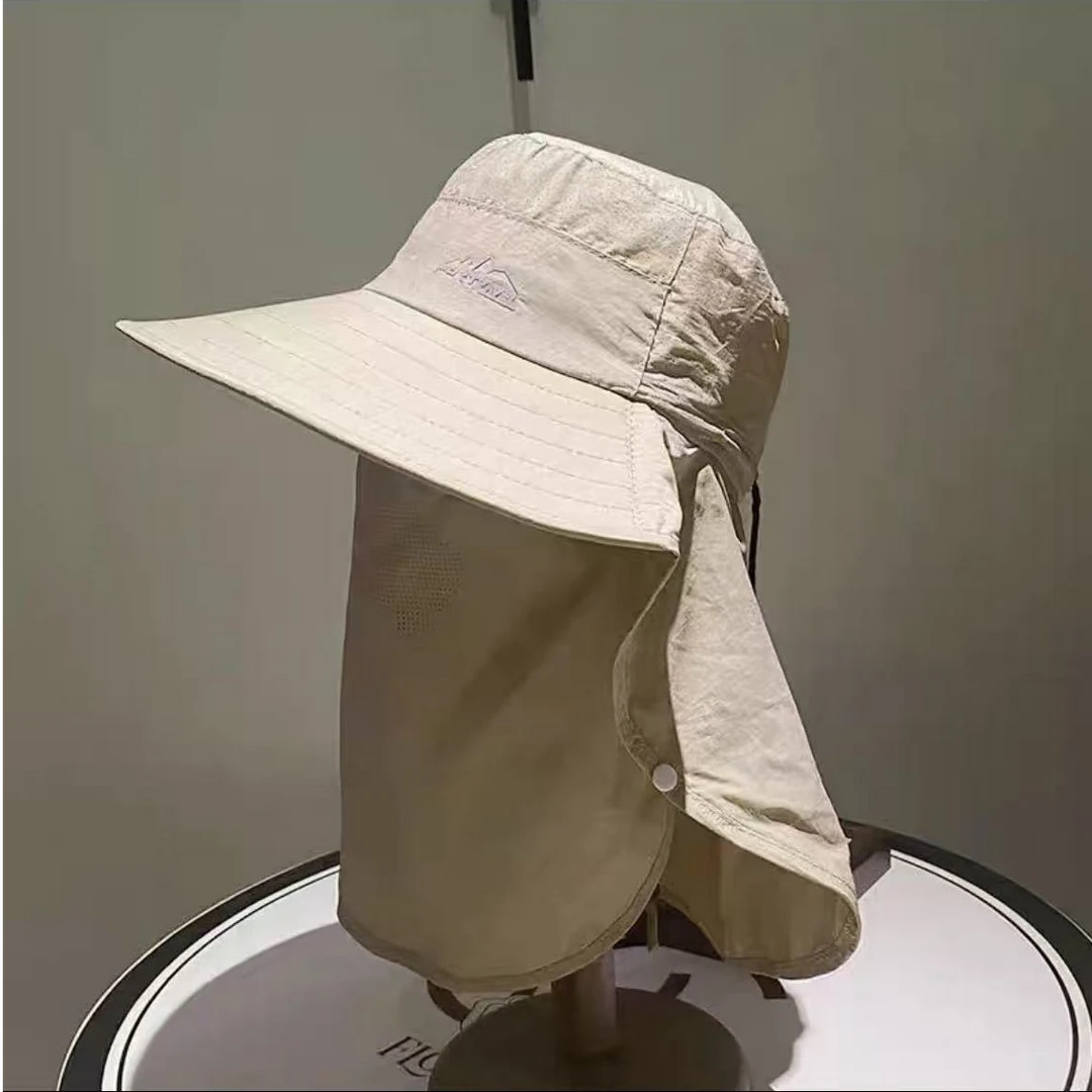 防晒帽男士夏季面罩大檐护颈钓鱼遮阳帽户外速干防紫外线太阳帽女