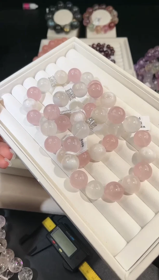 水晶手链合金多样性发一棉花糖粉泡泡15mm