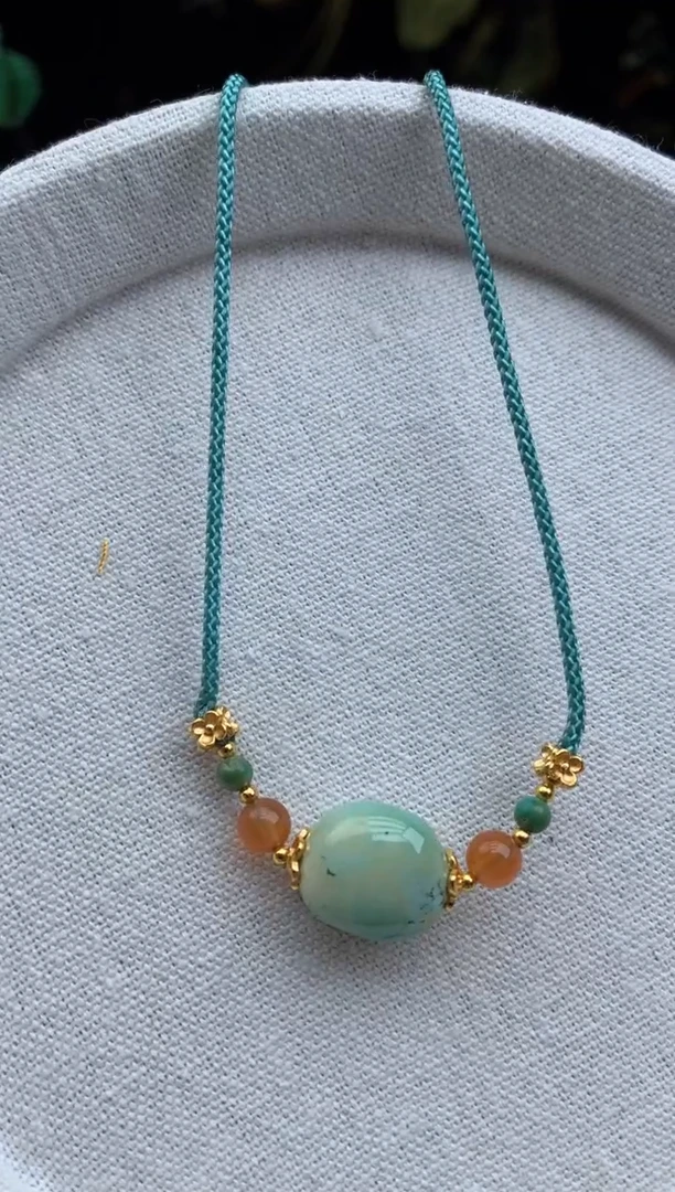 未镶嵌绿松石锁骨链茜.R52