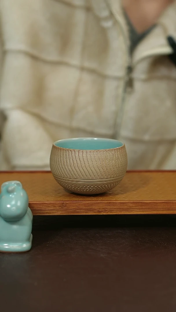 摆件瓷原矿原釉汝宋汝瓷 重工杯