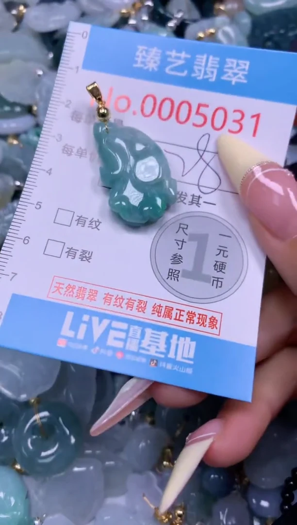 翡翠未镶嵌颈饰含绳0005031