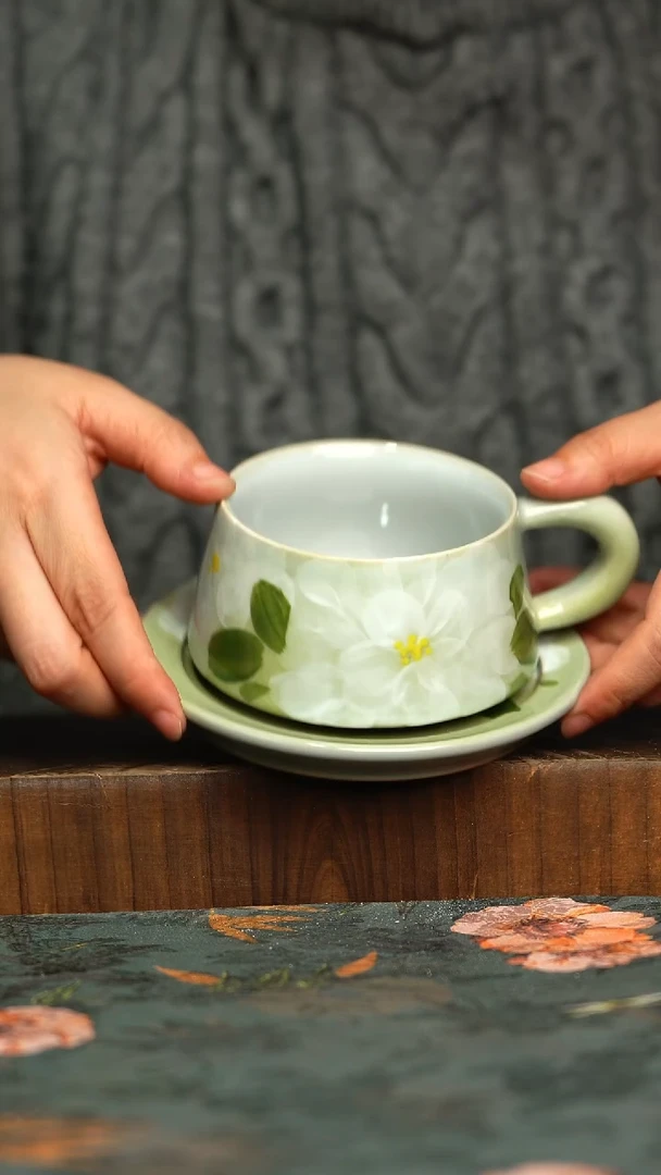 杯釉下彩手工手绘同款陶器