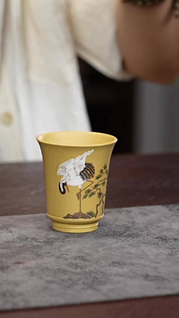 茶杯紫砂低头仙鹤 闻香杯
