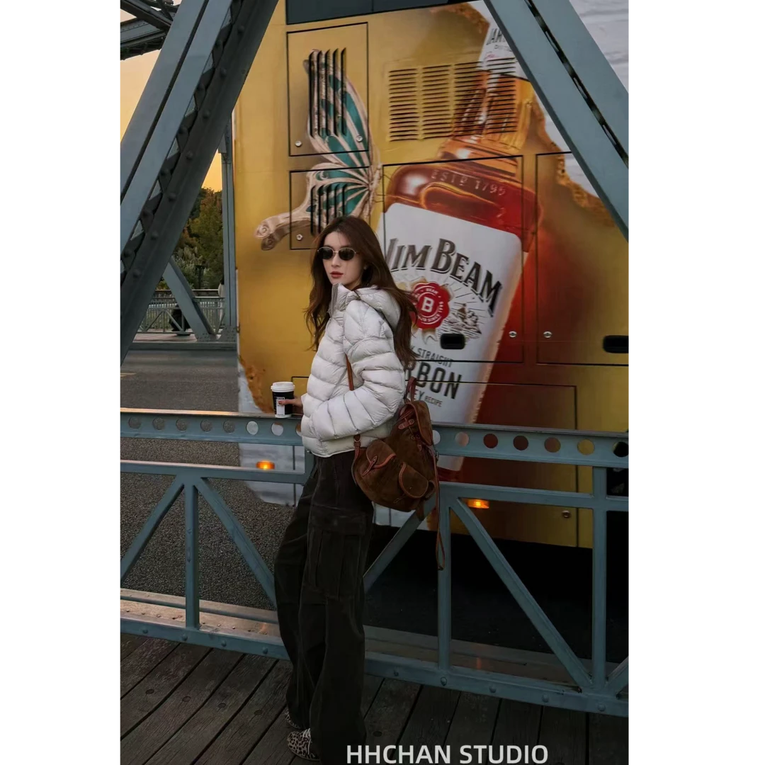 HH.CHAN“高智休闲”白鹅绒零压感连帽高级经典排骨羽绒HH55Q42064