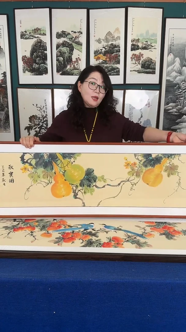 国画48*163葫芦实木装裱