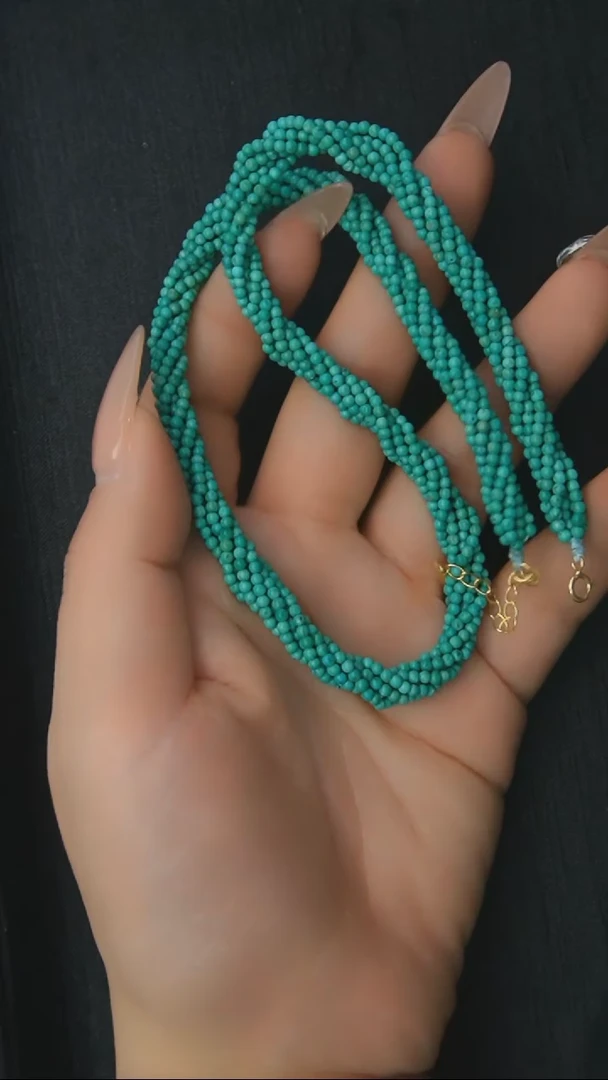 【闪购商品】绿松石项链6股编银S925镶嵌发货一件