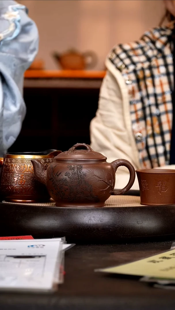 茶壶紫砂ZXJ75 松竹梅  龙潭紫泥  260cc