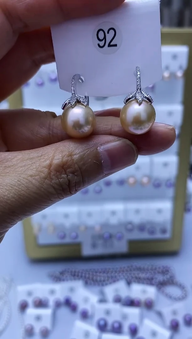 银S925镶嵌耳饰淡水珍珠92