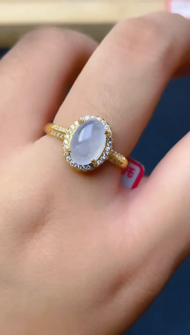 翡翠戒指银S925镶嵌百内无证书