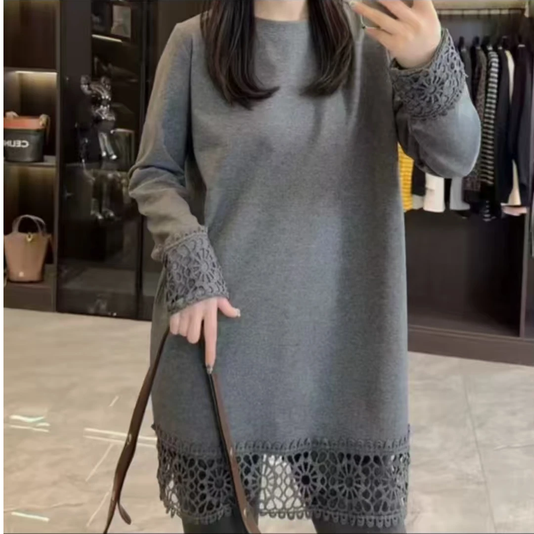 镂空拼接底边T恤大衫卫衣