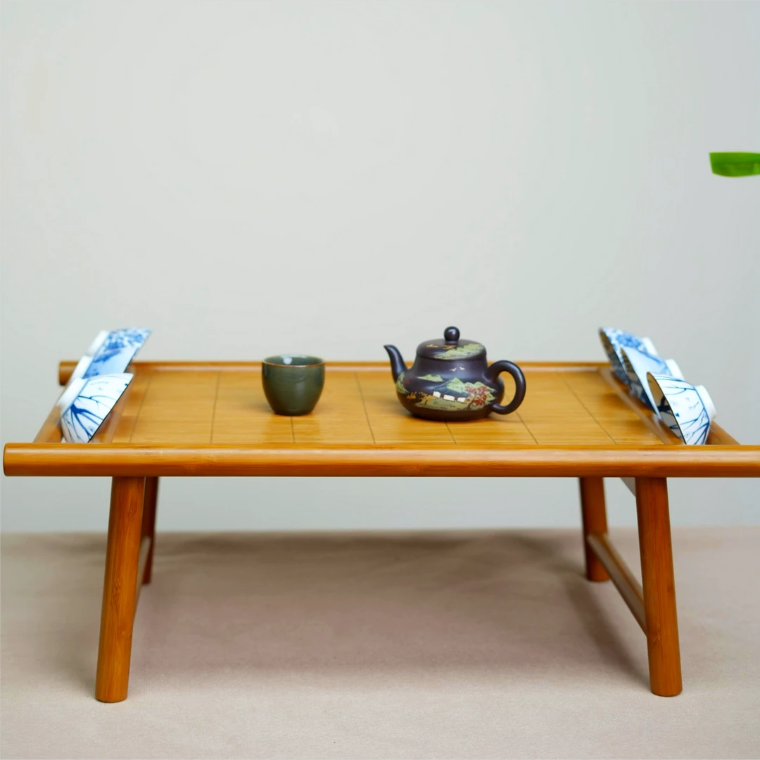 芳华禅意楠竹席面小茶桌竹编茶台(长70cm*宽36cm*高26cm)