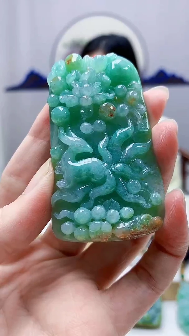 未镶嵌定制翡翠4852zm-毛货挂件九尾69