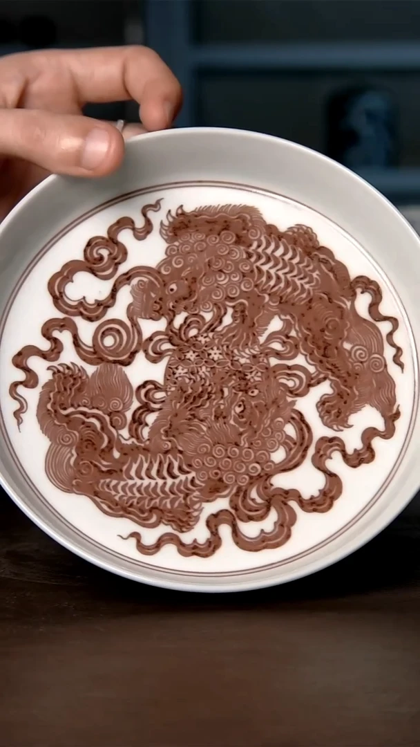 其他瓷釉里红双狮壶承