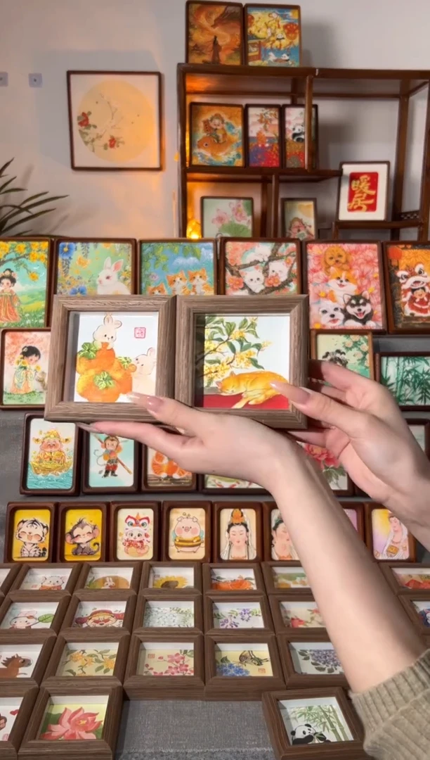 【闪购商品】国画柿子小兔 桂花猫咪 一组11