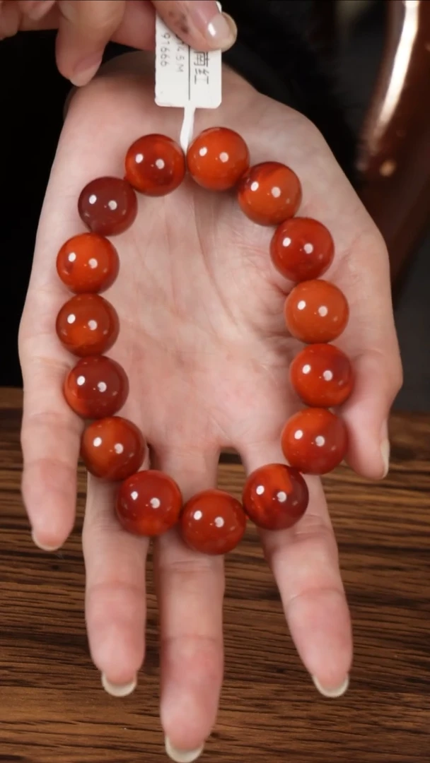 未镶嵌手串南红玛瑙双色圆珠单圈14.5M