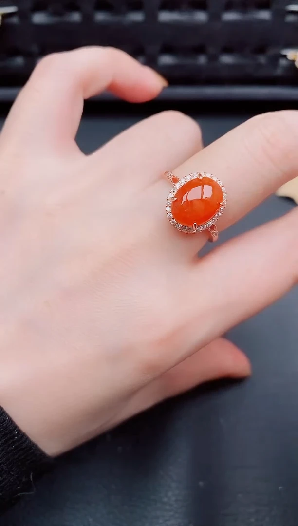 【闪购商品】翡翠戒指银S925镶嵌天然a货翡翠390