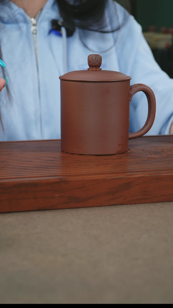 茶杯紫砂原矿底槽青紫砂杯 420cc