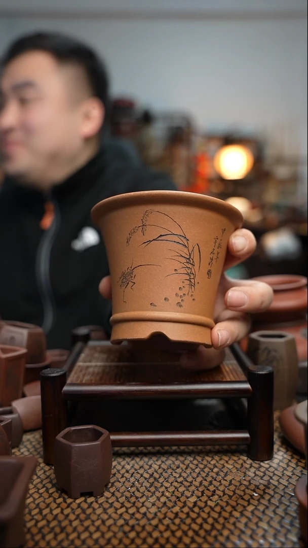 【闪购商品】紫砂花盆長木軒精品紫砂内口9*7.8