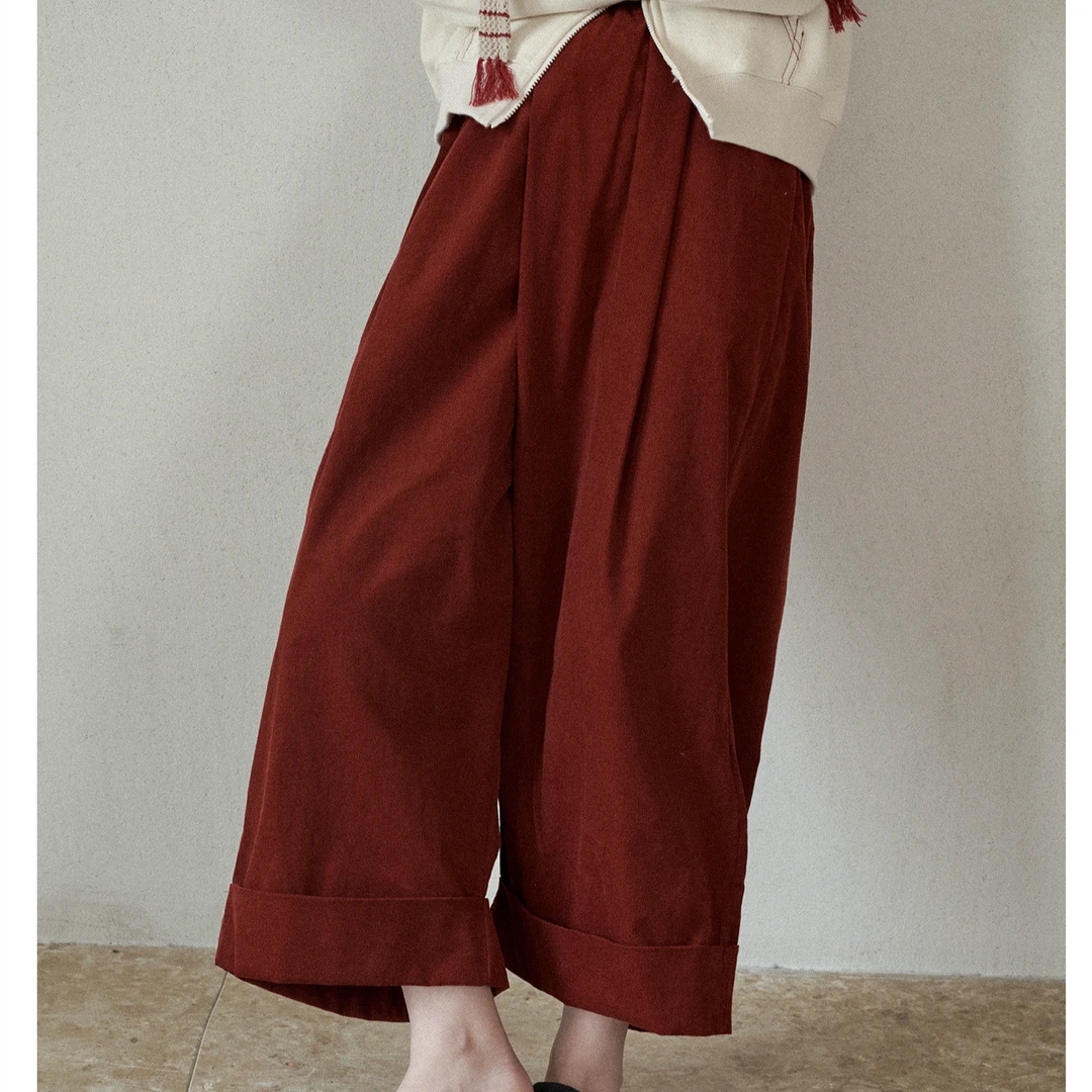 「白描工作间」“浓缩意式”高品质灯芯绒裤直筒阔腿宽松九分裤子