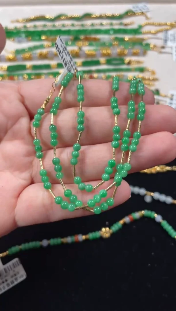 18K金镶嵌手链翡翠多样性  发货一条  P359