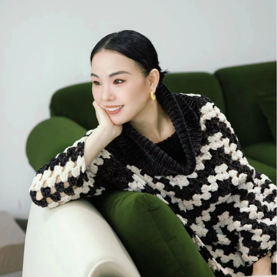 【风生高端甄选】拼接七分袖提花宽松腰时尚常规袖连衣裙休闲