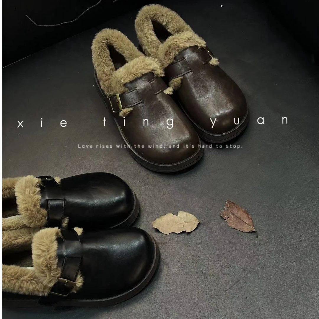 微瑕保暖加绒加厚棉勃肯鞋毛毛鞋女955