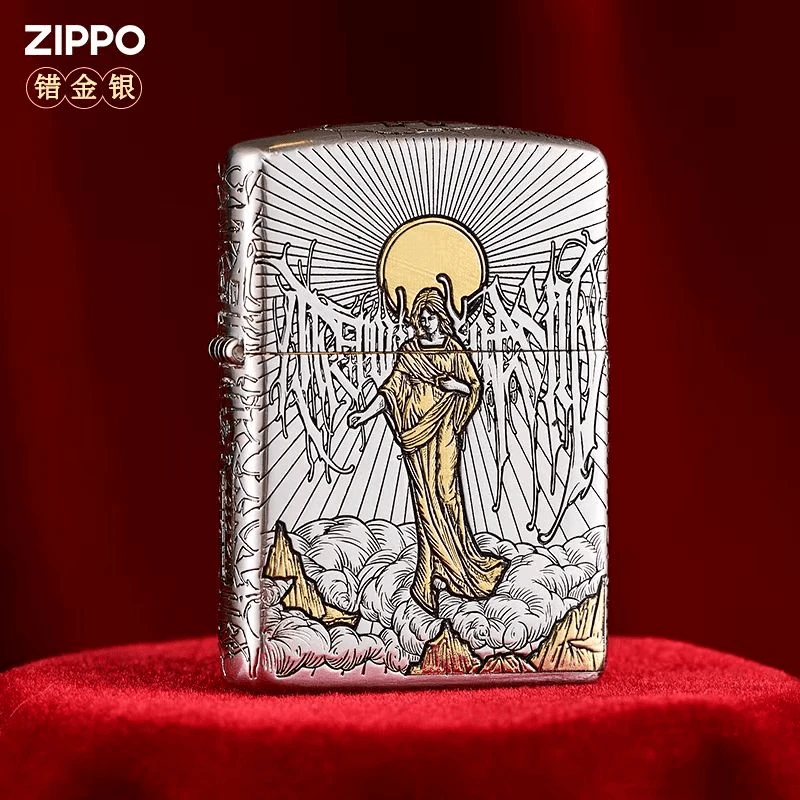 ZIPPO打火机正品/盔甲错金银【天使神辉】男士礼物【阿明1】DYJ1