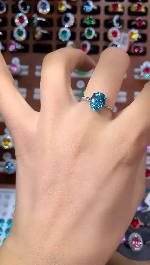 银S925镶嵌戒指碧玺810白鸟巢切