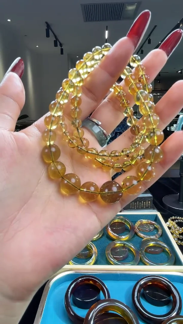 琥珀颈饰未镶嵌缅甸琥珀金沙塔链