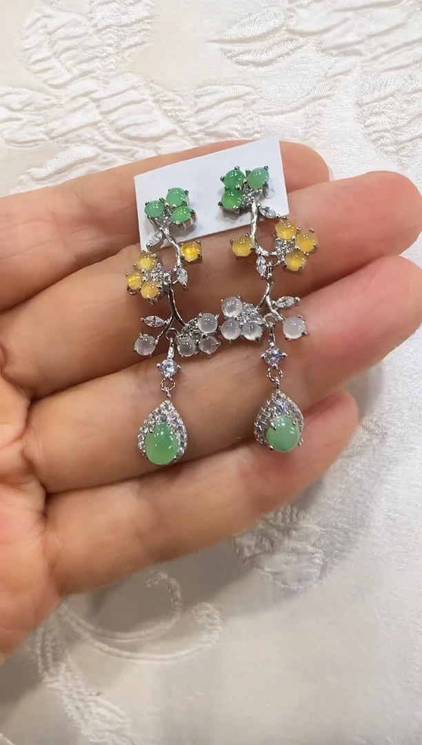 翡翠银S925镶嵌颈饰国风