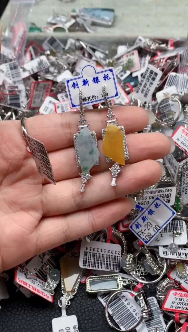 银S925镶嵌戒指翡翠天然A货缅甸翡翠