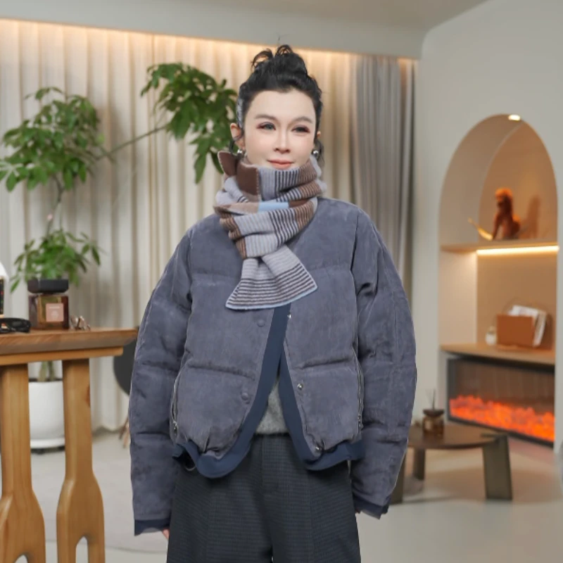 进口白鸭绒小众雾面高级感拼接时髦保暖羽绒服GE2806