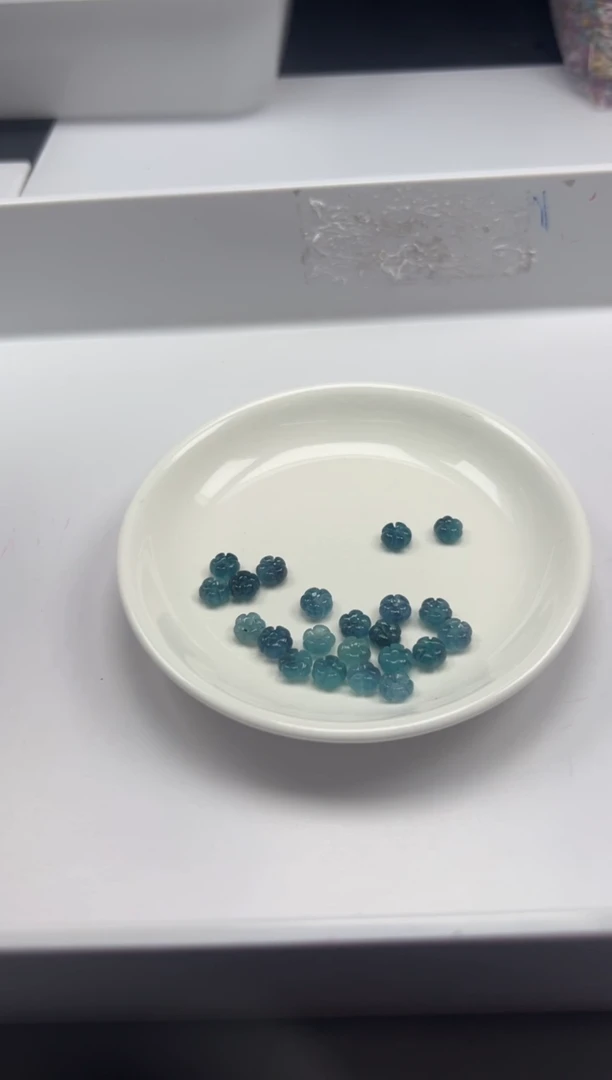 玛瑙/玉髓颈饰未镶嵌w1689老蓝水飘花五瓣花8*4mm*10颗