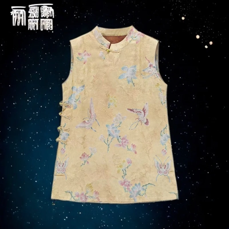 111-1无袖中长款薄款上衣唐装夏季复古风森系西域风上衣