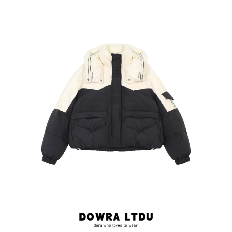 朵拉【】2024年冬季新款撞色连帽百搭羽绒服外套598-24128
