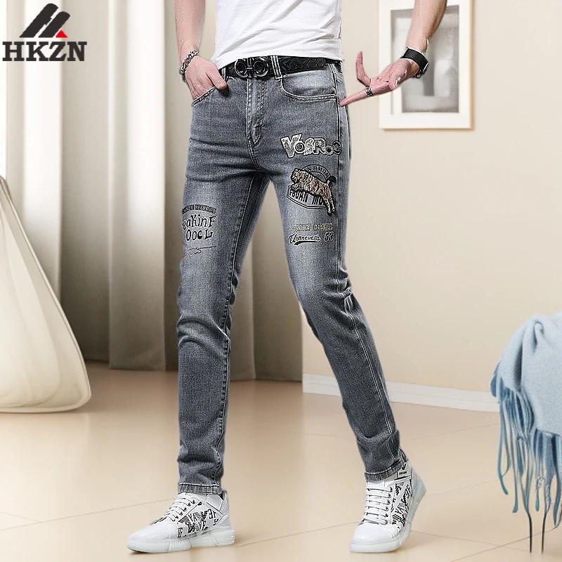 欧洲站刺绣烫钻春秋新款弹力修身休闲欧货男士夏季男短裤牛仔