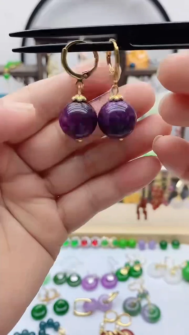 14K金镶嵌苏纪石（舒俱来）耳饰172