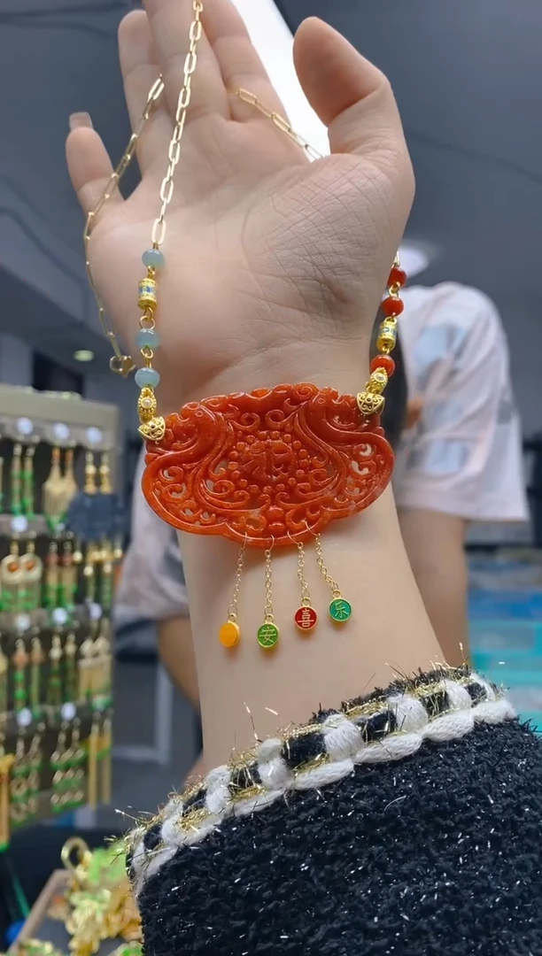 【闪购商品】翡翠耳饰合金080翡翠锁骨链