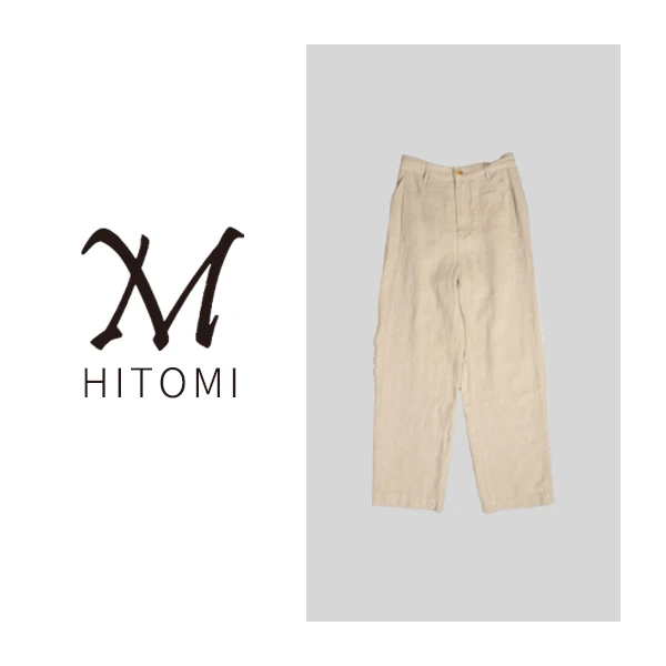 【米儿精选】HITOMI休闲亚麻灰白长裤HK22006