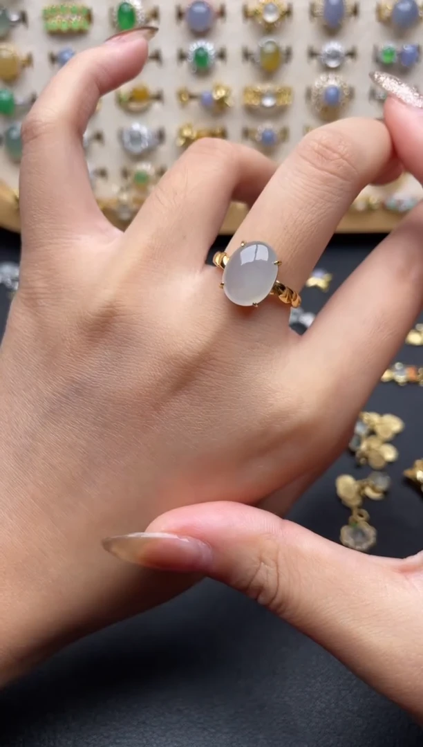 翡翠戒指银S925镶嵌一物一证一礼盒