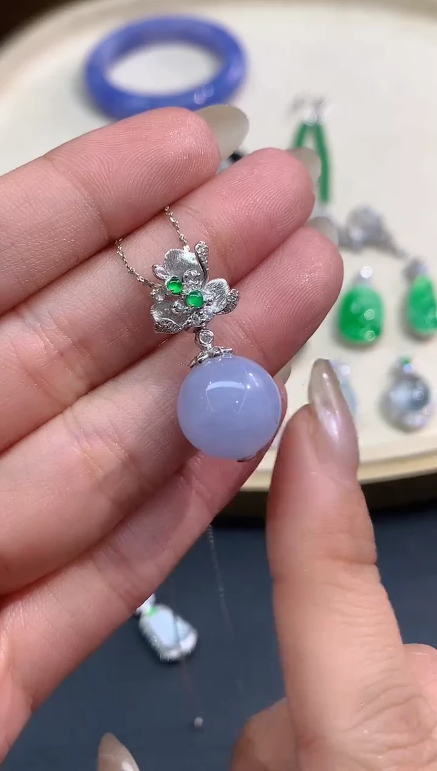 吊坠(不含链)18K金镶嵌翡翠E342|3980