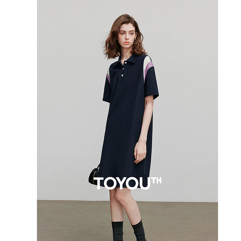 【初语服装】初语POLO裙撞色拼接珠地连衣裙8529113