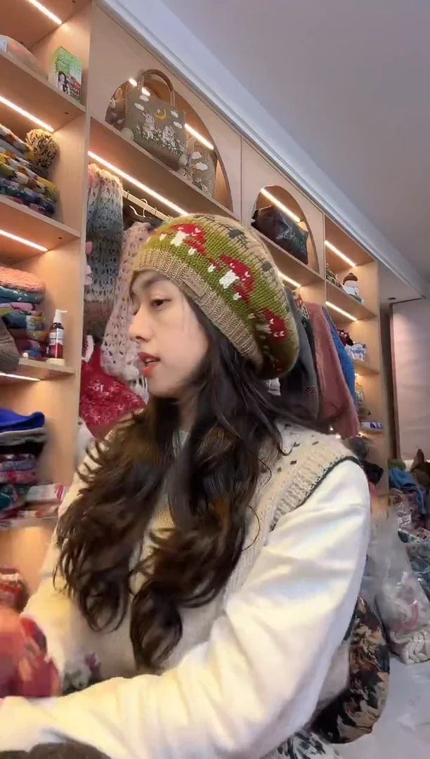 棉美利奴奶茶色蘑菇贝雷帽