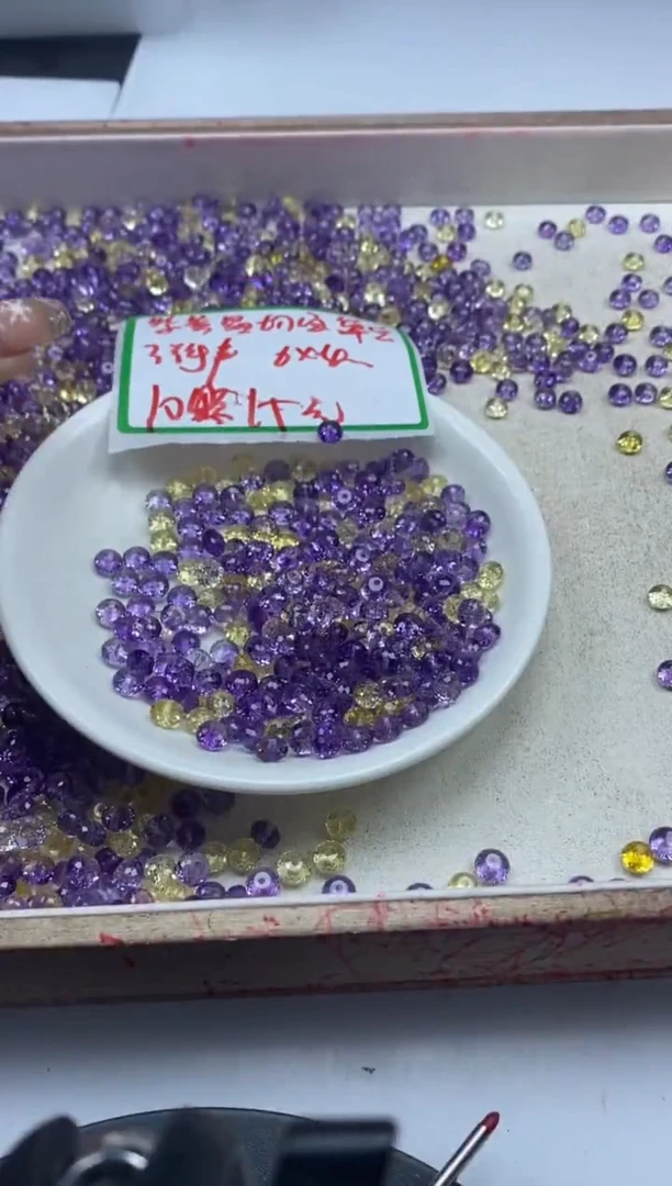 【闪购商品】水晶颈饰未镶嵌w2121紫黄切面算盘6*4mm*10颗