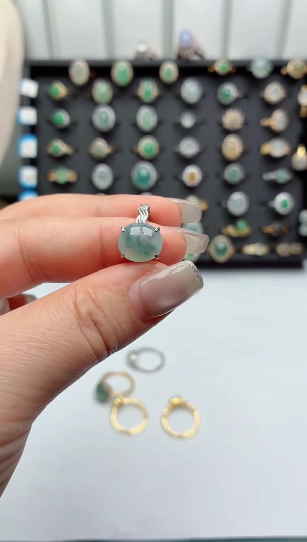 银S925镶嵌戒指翡翠.