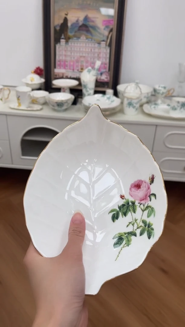 瓷片玫瑰高骨骨瓷微瑕叶子盘不退换